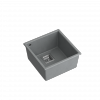 QUADRON DAVID 40 GraniteQ zlewozmywak silver stone 42x42x22,5 cm 1-komorowy b/o komora podwieszana kwadratowy odpływ + syfon manualny stal szczotkowana save space + zaczepy HQD4242U5BS